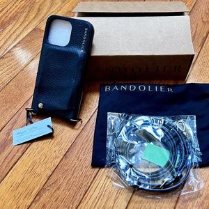 Bandolier 13Pro Emma Pebble Leather Crossbody in black and gold